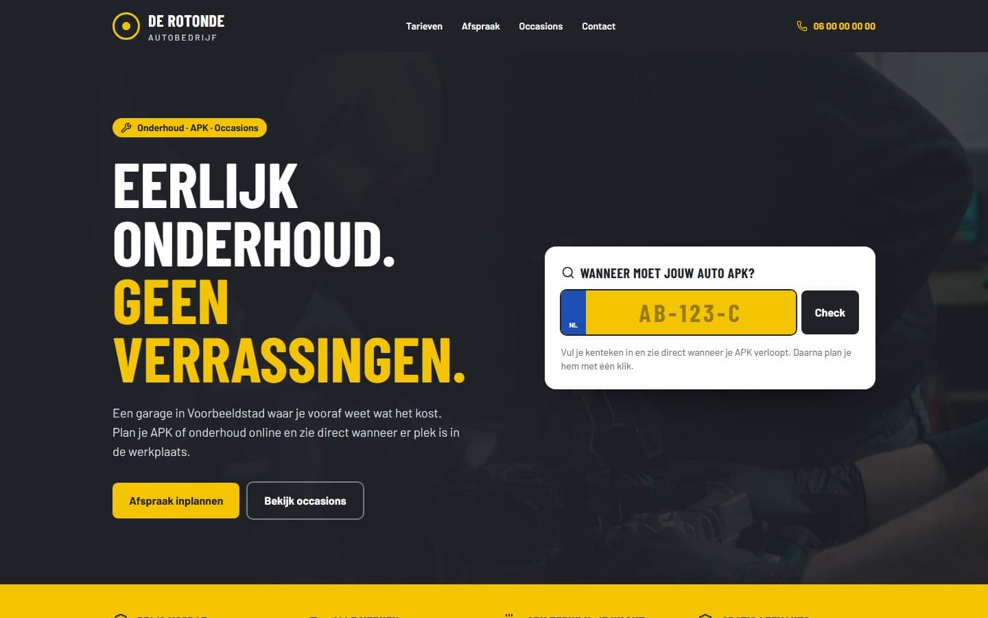Voorbeeldwebsite Garage De Rotonde