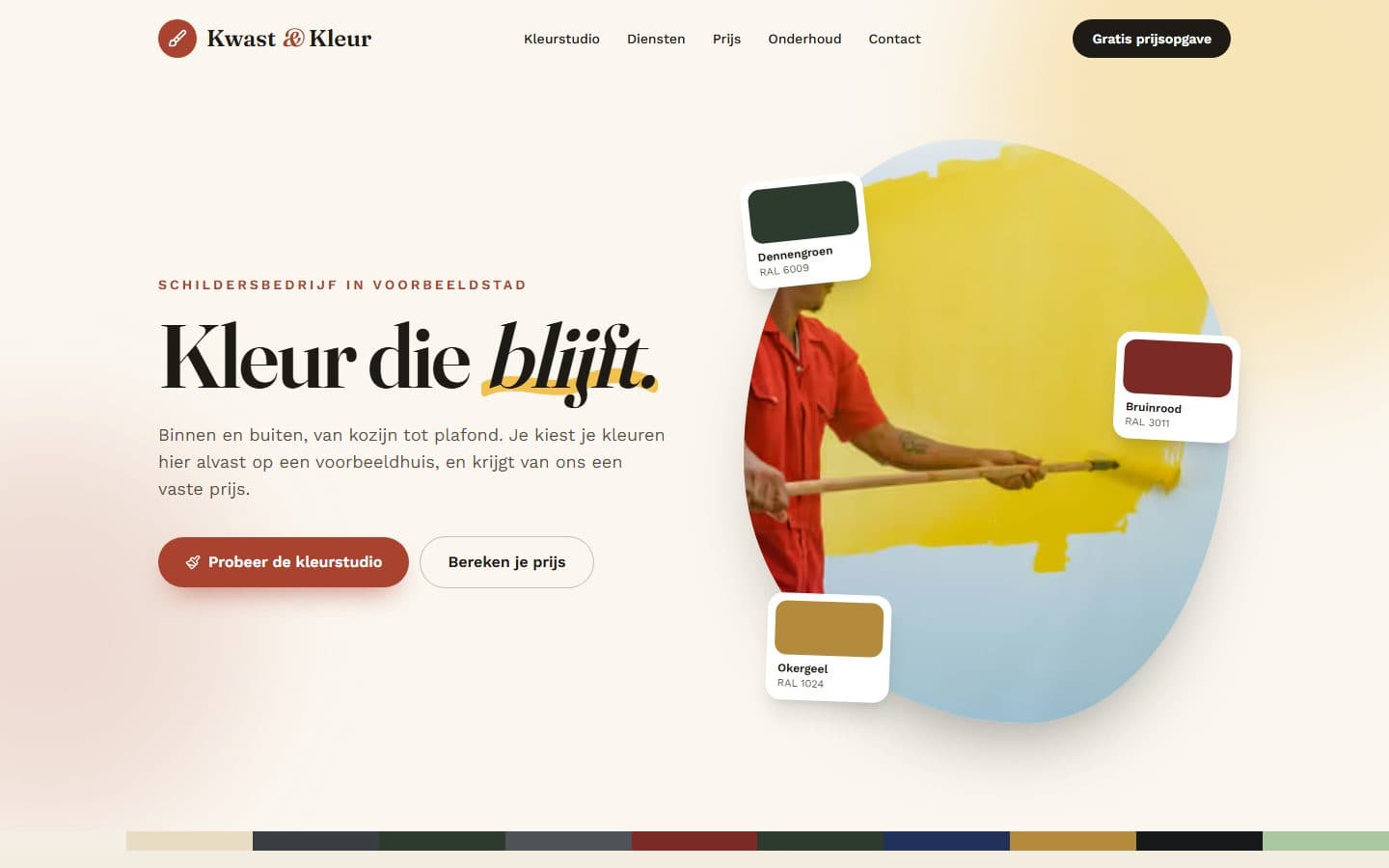 Voorbeeldwebsite Kwast & Kleur Schilders